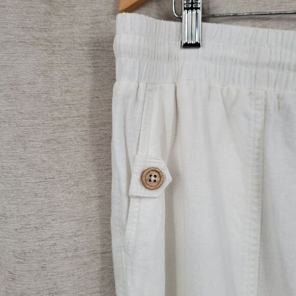 Westbound The Island Crop White Linen Blend Cropped Straight Leg Pants Women's - Picture 4 of 13